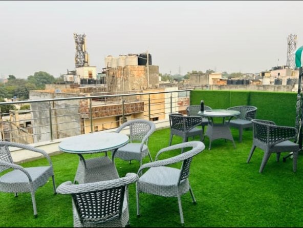 Rooftop terrace lounge with seating